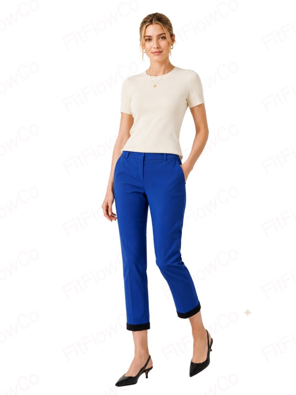 J.Crew Cafe Capri Wool Pants Cobalt Blue Black Contrast Hem Size 2